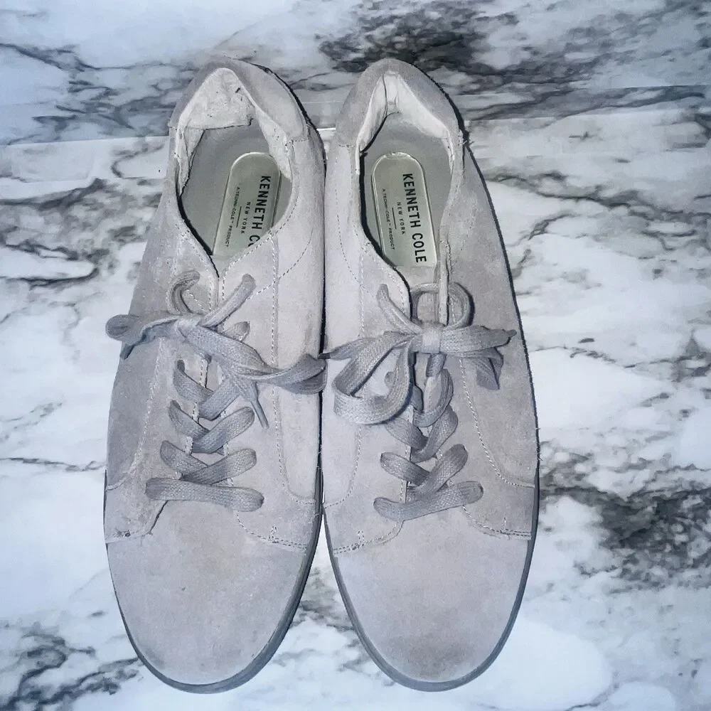 Kenneth Cole New York Gray Suede Low Top Lace Up Sneakers Men Size 8.5M